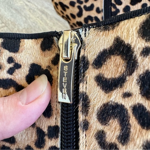 NWOT! STEVEN by Steve Madden LEILA-L Pointy Toe Leopard Boots - Real Fur - Picture 6 of 13